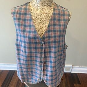 Vintage Cherokee Blue and Pink Plaid Vest